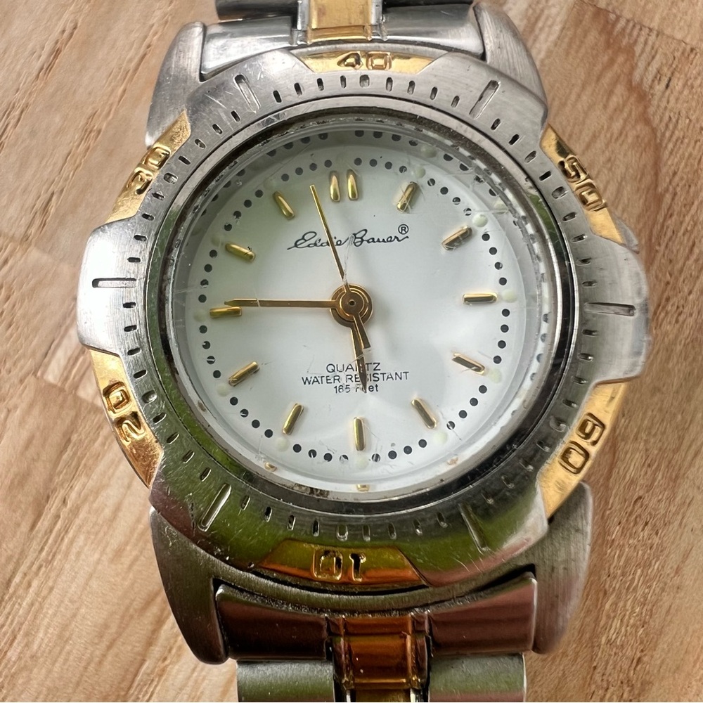 Eddie Bauer ladies two tone sport style watch NEW BATTERY